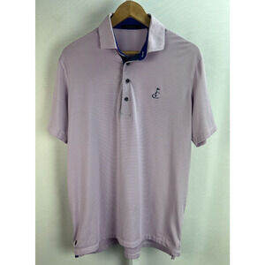Greyson Men's Emerald Dunes Club Golf Polo Shirt Pink White Striped Sz M